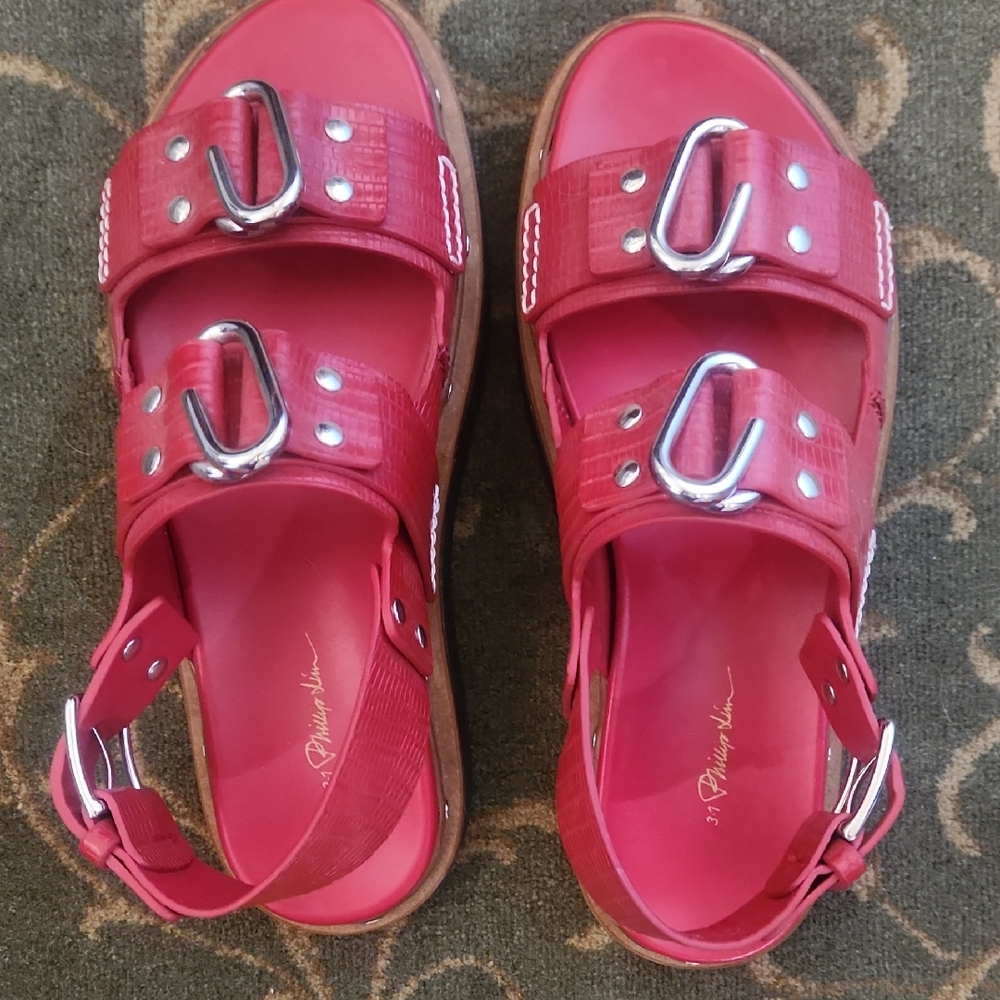 3.1 Phillip Lim Red and Silver Sandals